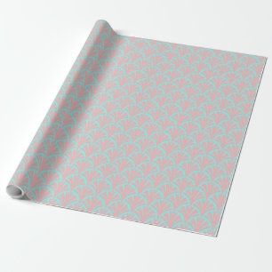 Preppy Pink and Blue Fan Pattern Wrapping Paper