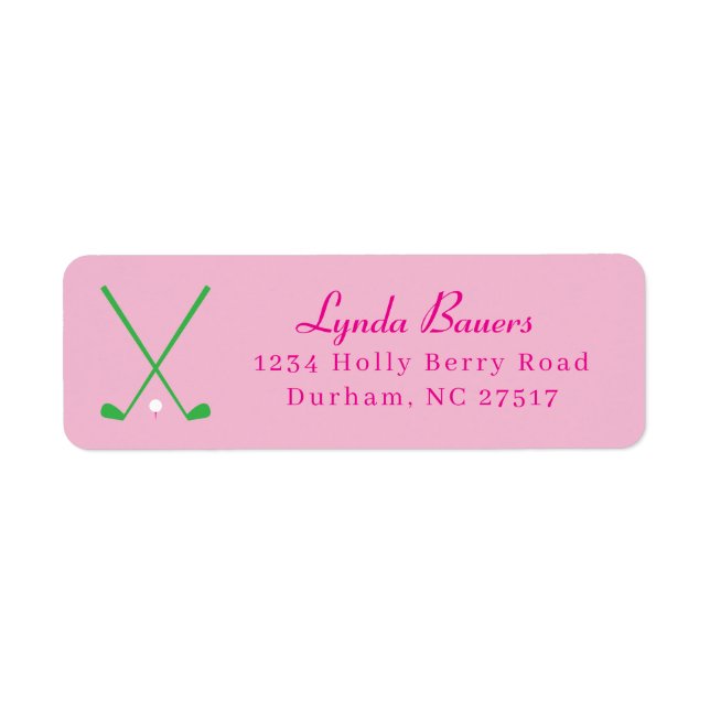 Preppy Pink and Green Golf Lover Return Address Label (Front)