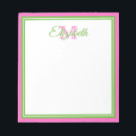 Preppy Pink and Green Monogram Notepad<br><div class="desc">Personalise this preppy pink and green monogram notepad with your choice of name and initial.</div>