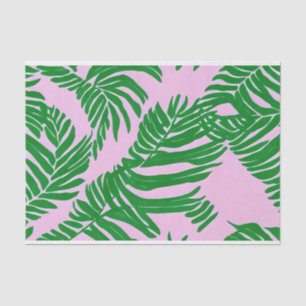 Preppy Pink And Green Palm Leaves Beach House Tissue Paper