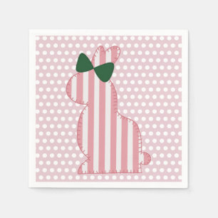 Preppy Pink and Green Spring Bunny Napkin