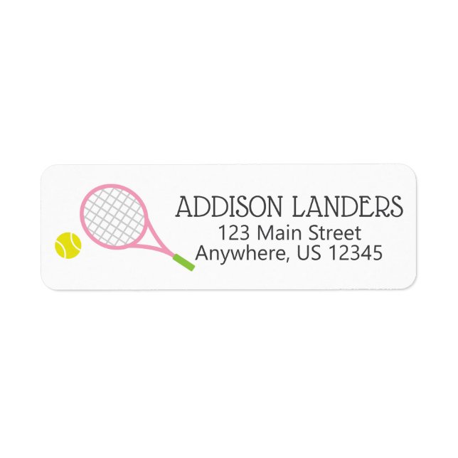 Preppy Pink and Green Tennis Return Address Labels (Front)