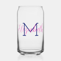 Preppy Pink and Navy Blue Monogram