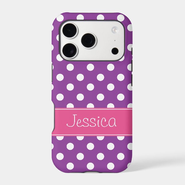 Preppy Pink and Purple Polka Dots Personalised (Back)