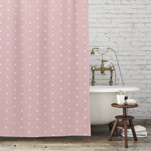  Preppy Pink and White Tiny Polka Dots Pattern Shower Curtain