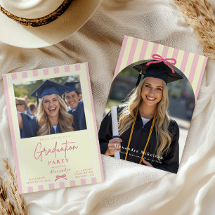 Preppy Pink Arch 2 Photo Arch Graduation  Invitation