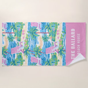 Preppy Pink Beach Chair   Beach House Towel