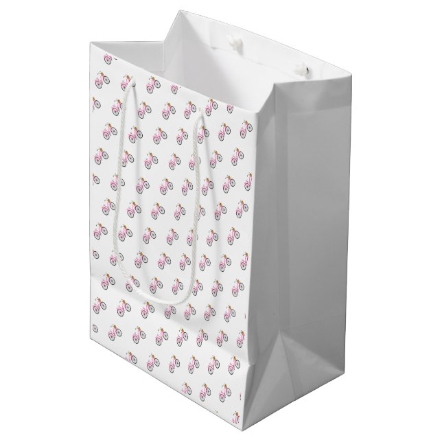 Preppy Pink Bicycle Summer Fun Vacation Mode Medium Gift Bag (Front Angled)