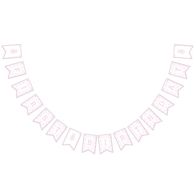 Preppy Pink Birthday Cake First birthday Trellis Bunting (All)