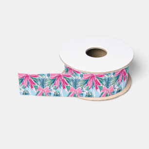 Preppy Pink Bows and Garland Christmas Grosgrain Ribbon