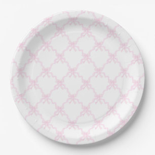 Preppy Pink Bows Trellis First Birthday Ribbonerie Paper Plate