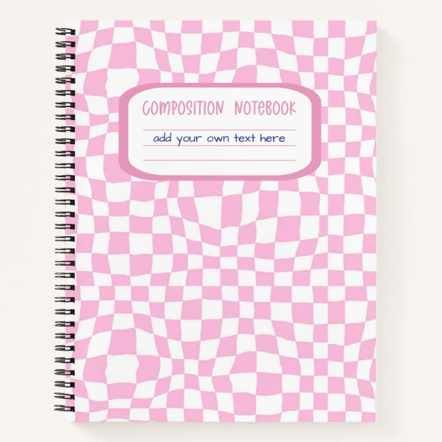 Preppy Pink Chequered Composition Notebook (Front)