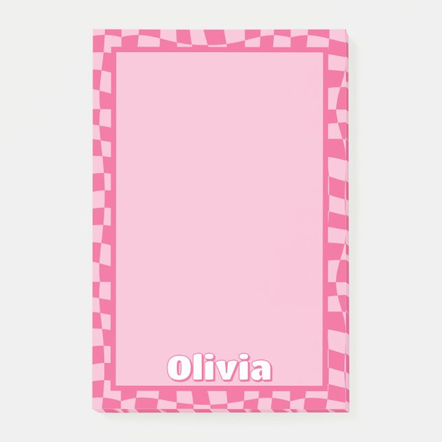 Preppy Pink Chequered Post-it Notes (Front)