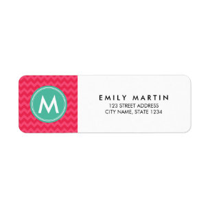 Preppy Pink Chevron Monogram Address Label Return Address Label