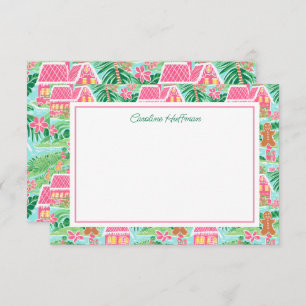 Preppy Pink Christmas Gingerbread Personalised Thank You Card