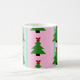Preppy pink Christmas tree mug