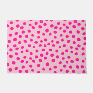 Preppy Pink Dots Modern Animal Print Spots Doormat