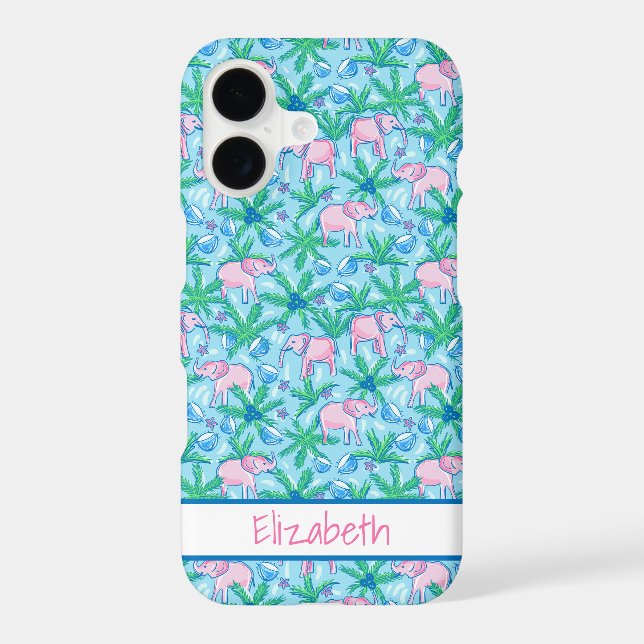 Preppy Pink Elephant Pattern Tropical (Back)
