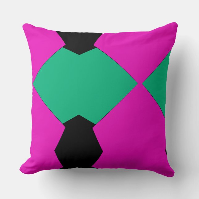 Preppy Pink Emerald Green Abstract Mosaic Pattern Cushion (Front)