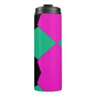 Preppy Pink Emerald Green Abstract Mosaic Pattern Thermal Tumbler