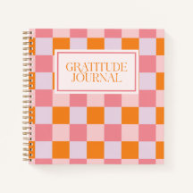 Preppy Pink Fall Chequerboard Gratitude Journal
