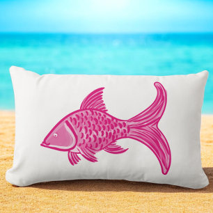 Preppy Pink Fish  Lumbar Cushion