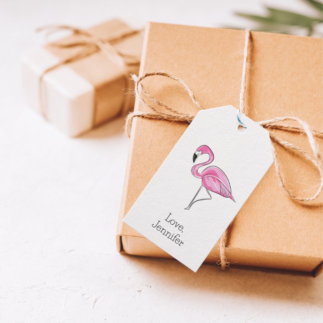 Preppy Pink Flamingo Personalised Gift Tags (Creator Uploaded)