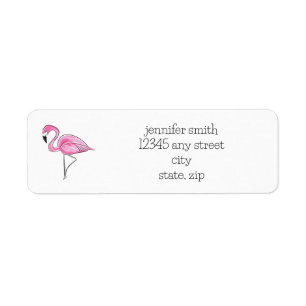 Preppy Pink Flamingo Personalised Return Address Label