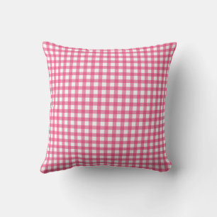 Preppy Pink Gingham Dorm Room Pillow