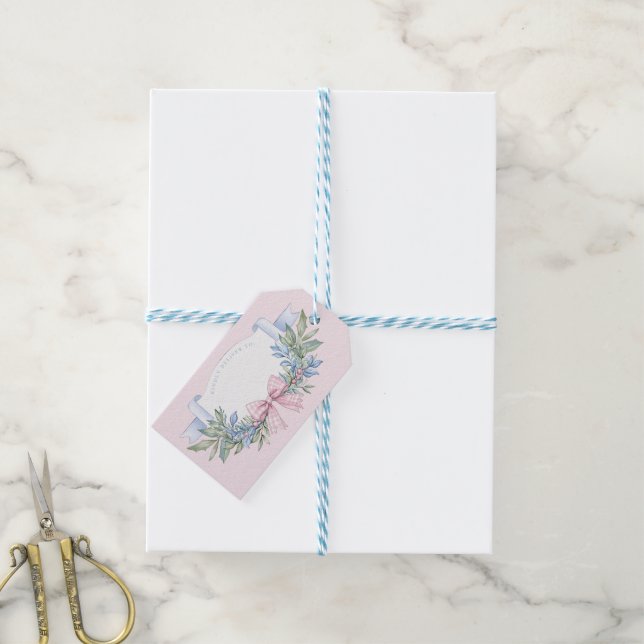 Preppy Pink Gingham Grandmillennial Gift Tags (With Twine)