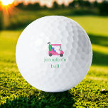 Preppy Pink Golf Cart Personalised Golf Balls<br><div class="desc">This preppy pink golf cart ball is great for a golfer gift especially for one who loses her golf balls in the rough. Personalise with a name. This pink golf cart pattern can be found on other items in my shop,  PageCreativeDesigns, </div>