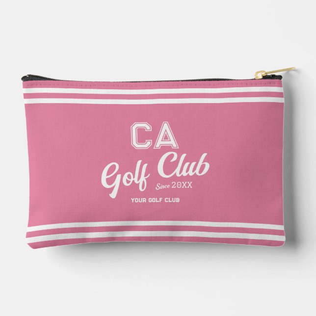 Preppy Pink Golf Club Custom Crest  Accessory Pouch (Back)