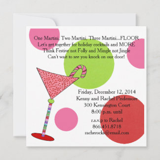 Preppy Pink Green Holiday Cocktail Jingle Mingle Card