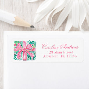 Preppy Pink & Green Present Return Address Label