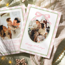 Preppy Pink & Green Whimsical Bow