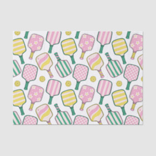 Preppy Pink Green & Yellow Pickleball Paddles Tissue Paper