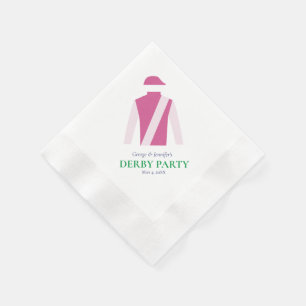 Preppy Pink Jockey Silks Derby Party Personalise Napkin