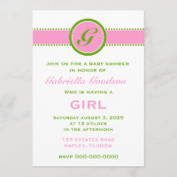 Preppy Pink & Lime Green Monogram Striped 2 Baby