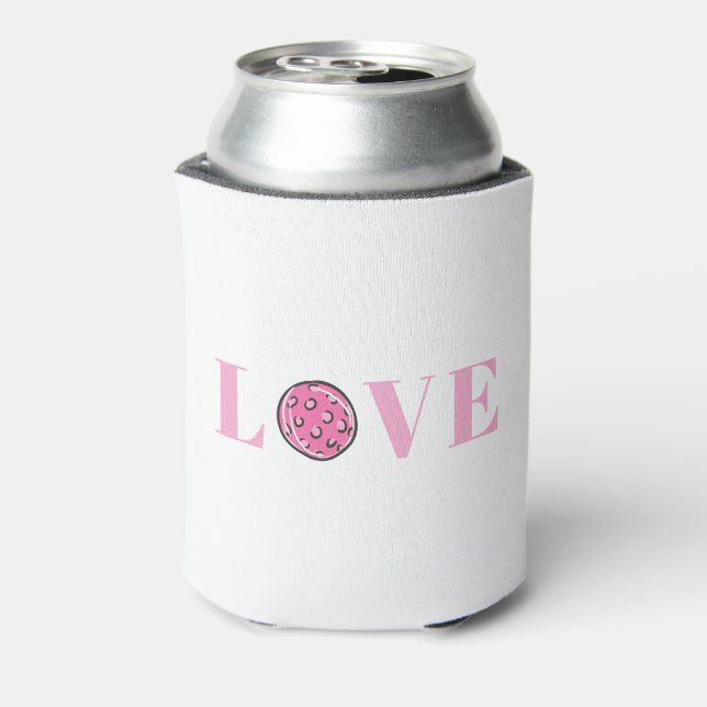 Preppy Pink Love with Pink Pickleball Tournament  Can Cooler (Can Back)