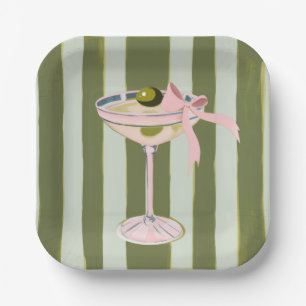 Preppy Pink Martini Cocktail Plates