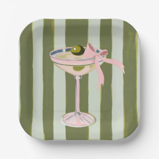 Preppy Pink Martini Cocktail Plates