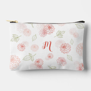 Preppy Pink Monogram Floral Accessory Pouch