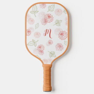 Preppy Pink Monogram Floral Pickleball Paddle