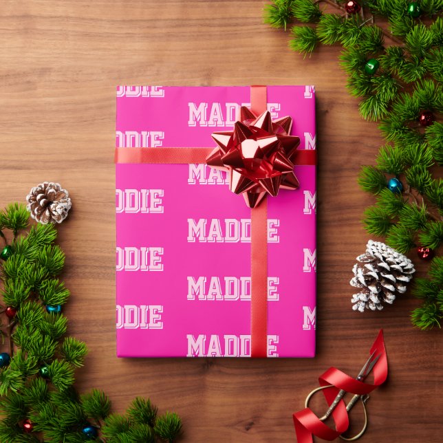 Preppy Pink Name Wrapping Paper (Holiday Gift)
