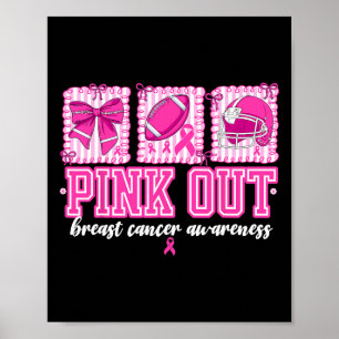 Preppy Pink Out Breast Cancer Footll Coquette Bow Poster