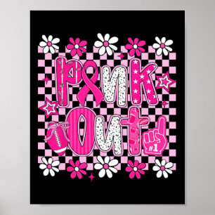Preppy Pink Out Footll Pink Ribbon Breast Cancer A Poster