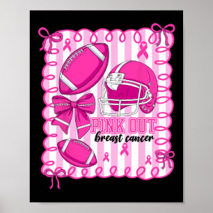 Preppy Pink Out Footll Tackle Breast Cancer Awaren Poster