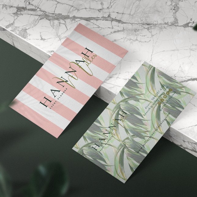 Preppy Pink Palms | Modern Minimal Business Card (Creator Uploaded)