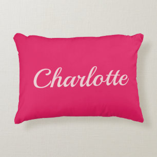 Preppy Pink Personalized Name Dorm Room Pillow