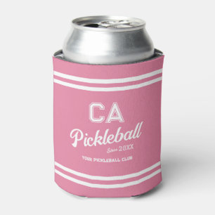 Preppy Pink Pickleball Club Custom Crest Party Can Cooler